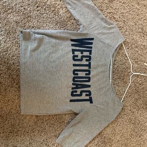 Grey and navy blue cropped shirt